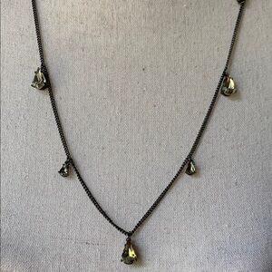 Black and Silver Y-Shaped Necklace with Delicate Beads